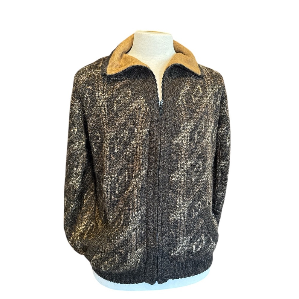 J.R. Artesians Inca Brown Alpaca Zipper Cardigan Sweater See Measurements